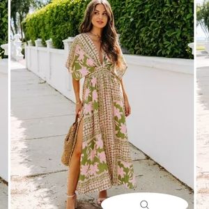 VICI floral slit midi dress